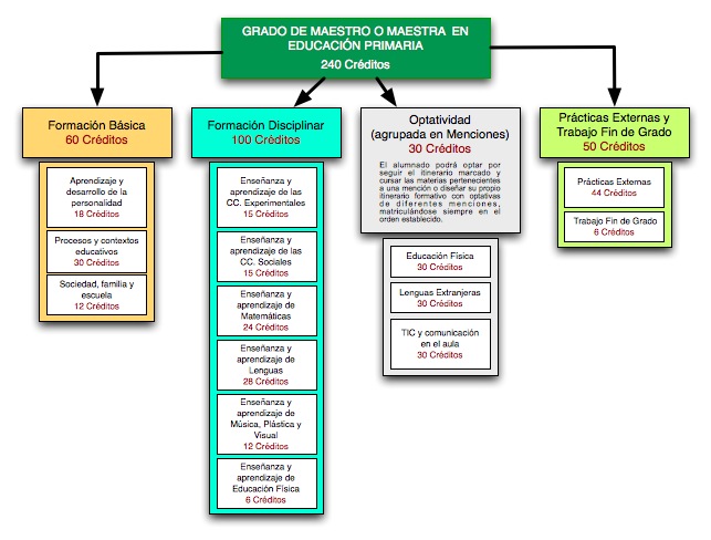 Estructura del Grado en Educación Primaria (Plan 2010)