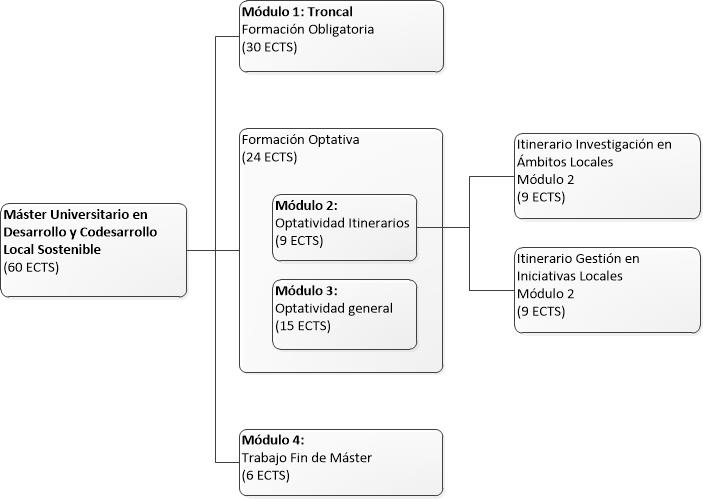 Estructura del Máster en Desarrollo y Codesarrollo Local Sostenible