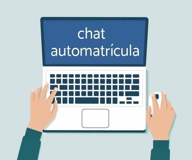 Imagen de un ordenador portatil, pinchando en la imagen se accede al chat de automatrícula