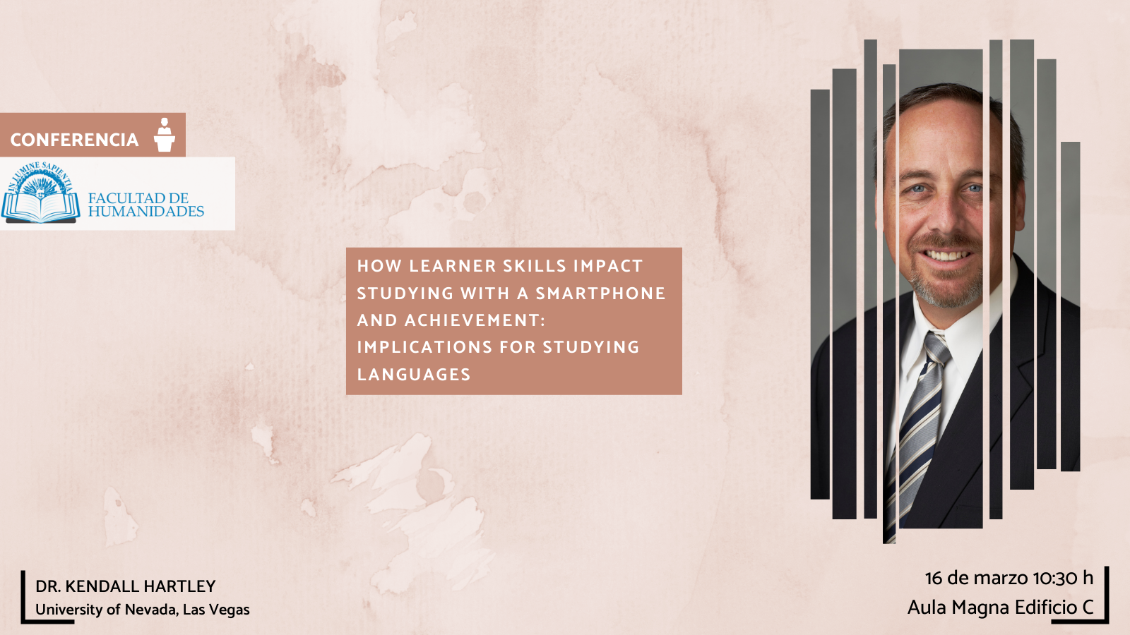  La Facultad de Humanidades y Alberto Andujar Vaca organizan la actividad titulada «How Learner Skills Impact Studying with a Smartphone and Achievement: Implications for Studying Languages».