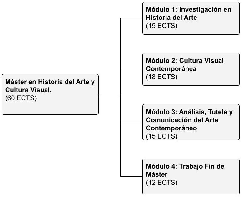 Estructura del Máster en Historia del Arte y Cultura Visual. Métodos de Investigación y Aplicaciones Profesionales