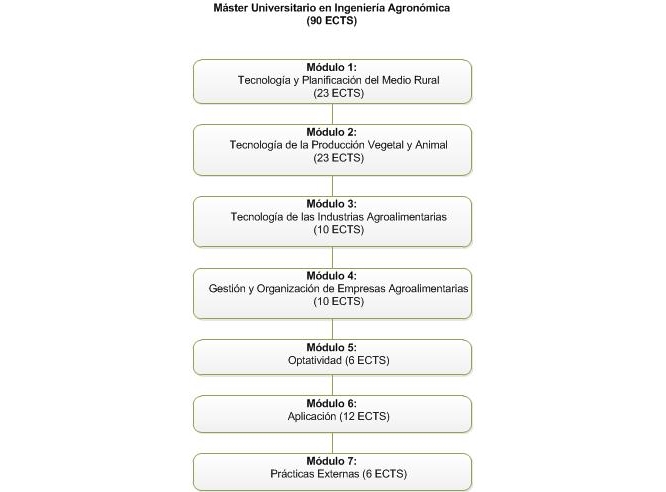 Structure of the Máster en Ingeniería Agronómica