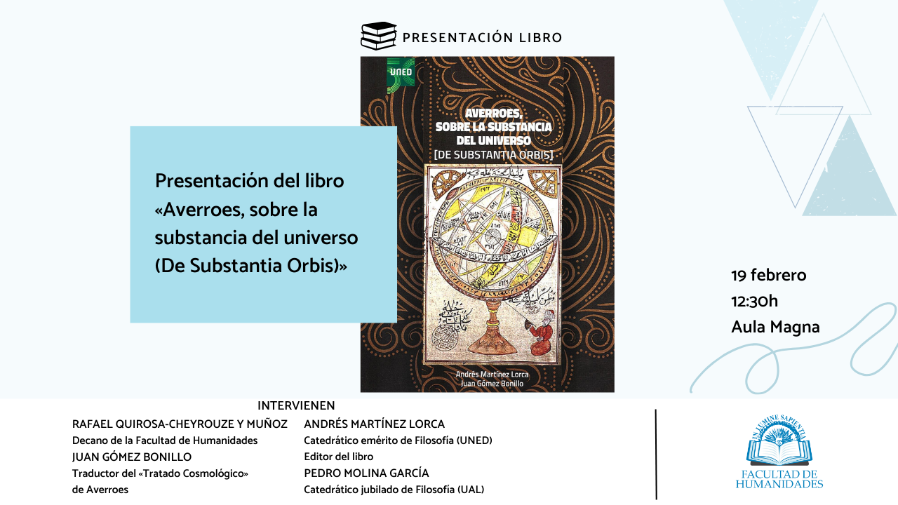 Actividad - Presentación del libro: «Averroes, sobre la substancia del universo (De Substantia Orbis)» de Andrés Martínez Lorca y Juan Gómez Bonillo.