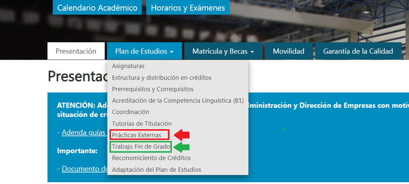 Enlaces prácticas externas y TFG