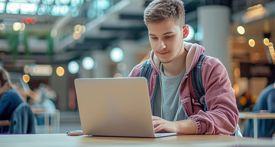 Estudiante con portatil
