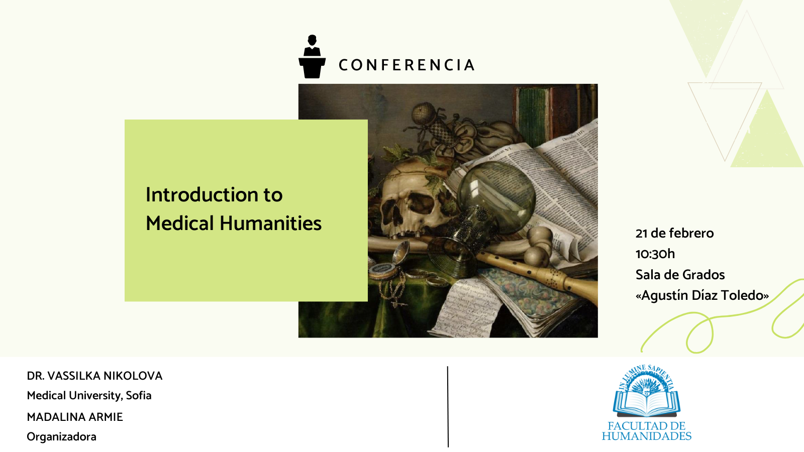 La Facultad de Humanidades y Madalina Armie organizan la conferencia: «Introduction to Medical Humanities».
