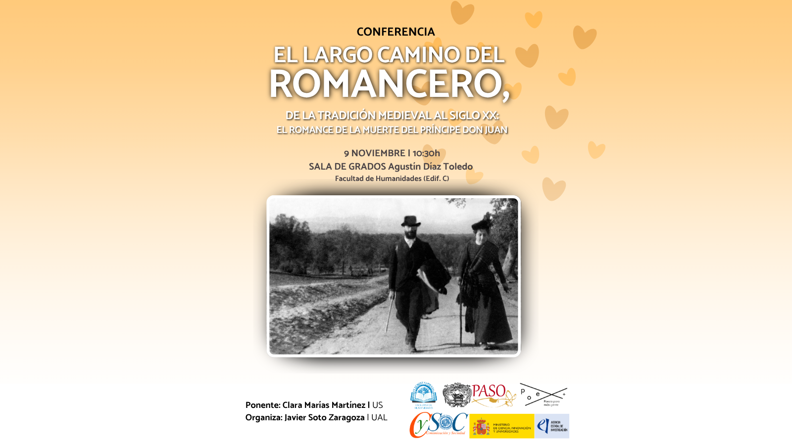 La Facultad de Humanidades organiza la conferencia "El largo camino del romancero, de la tradición medieval al siglo XX: el romance de la muerte del príncipe don Juan" de la mano de Clara Marías Martínez. La actividad tendrá lugar el próximo lunes 9 de noviembre a las 10:30 h en el Salón de Grados Agustín Díaz Toledo de la Facultad de Humanidades (Edif. C).
