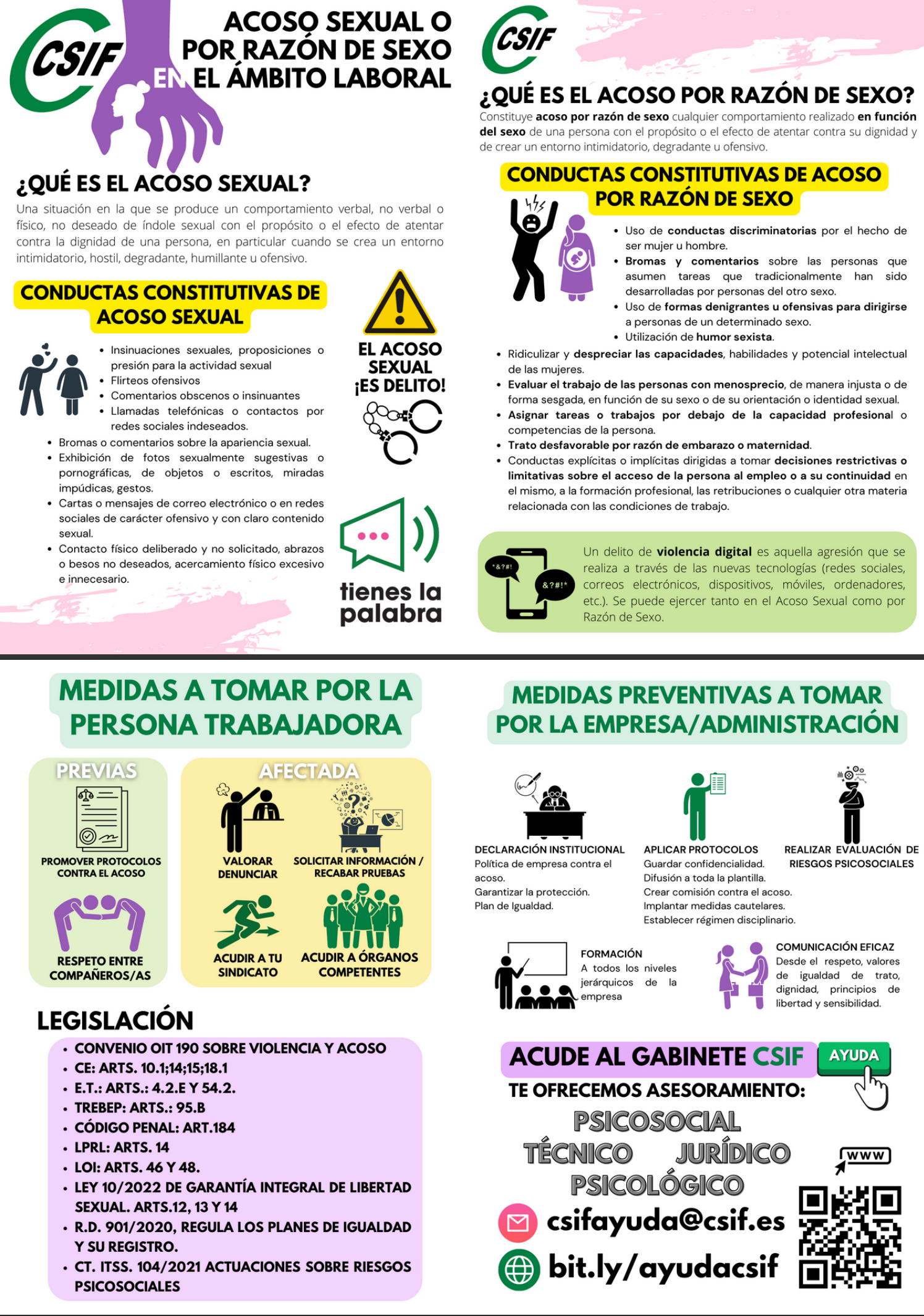 Cartel de CSIF sobre acoso sexual en el ámbito laboral