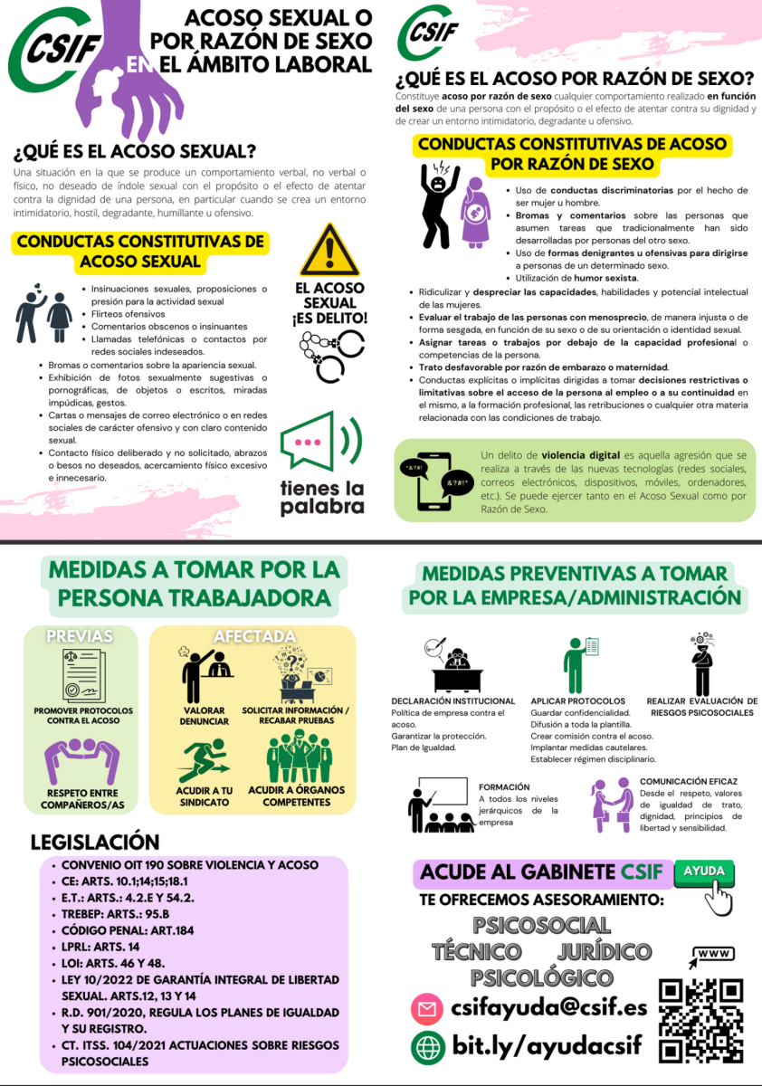 Cartel de CSIF sobre acoso sexual en el ámbito laboral