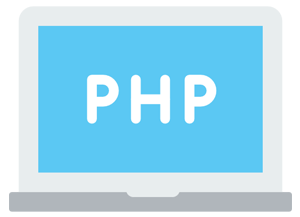 Portátil con el texto PHP